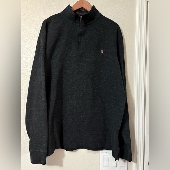 Polo Ralph Lauren 1/4 Zip. Black Long Sleeve Sweater. Estate Rib Style. - Picture 1 of 13